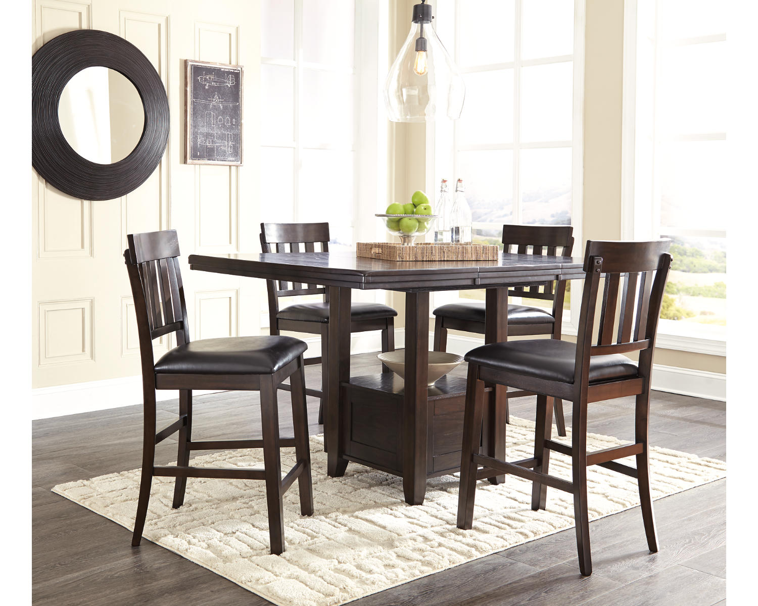 Haddigan Counter Height Dining Table with 4 Barstools