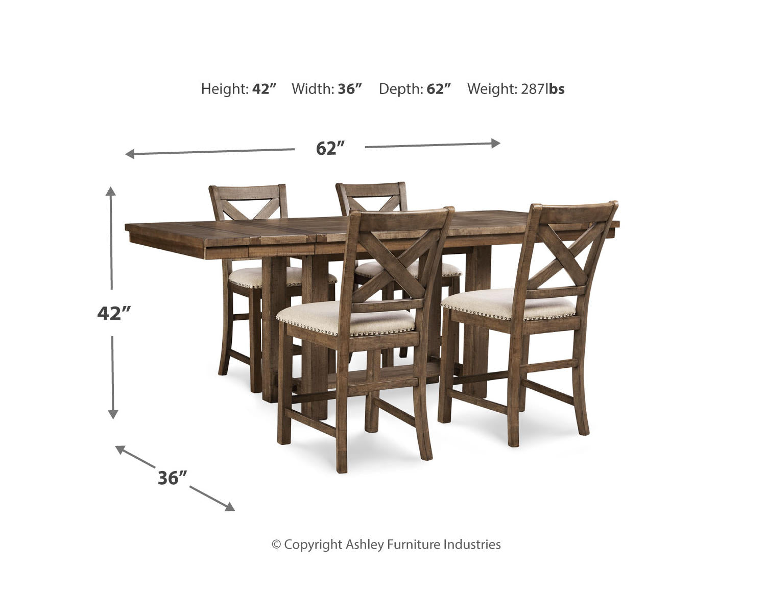 Moriville Counter Height Dining Table and 4 Barstools