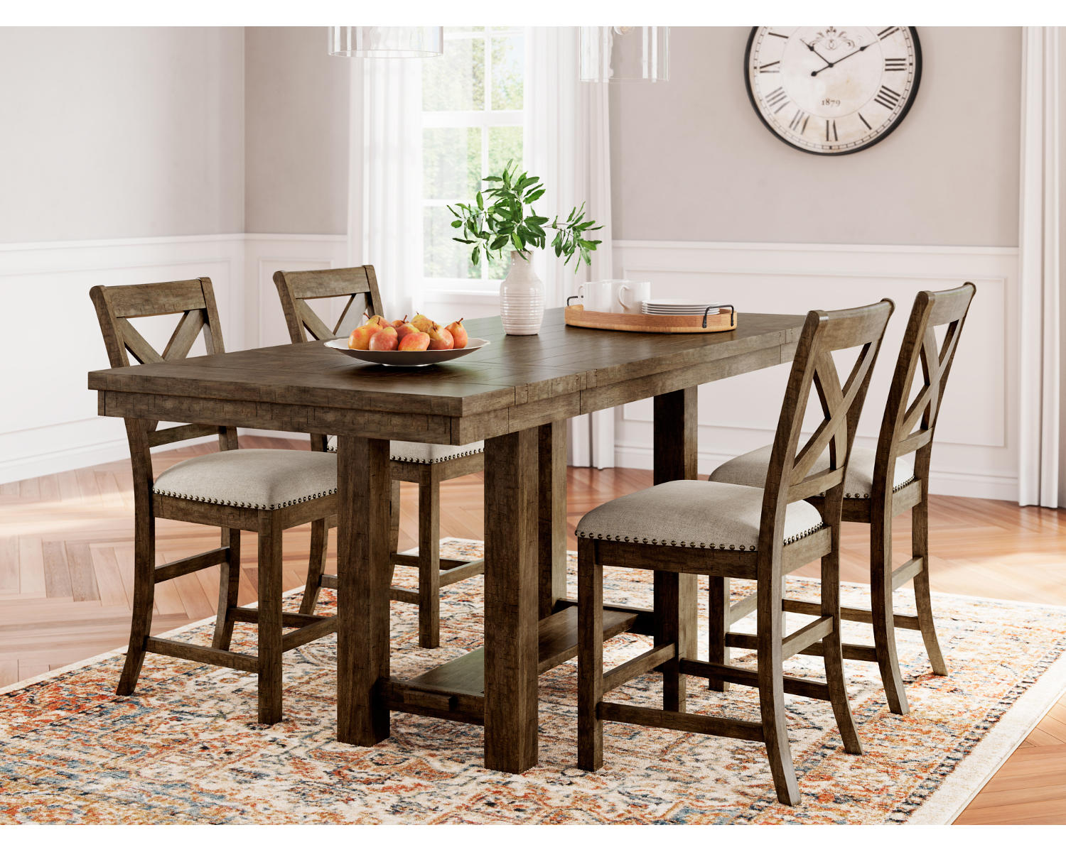 Moriville Counter Height Dining Table and 4 Barstools