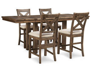 Mesa de comedor de altura de mostrador Moriville y 4 taburetes