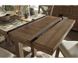 Mesa de comedor de altura de mostrador Moriville con 4 taburetes, banco y servidor