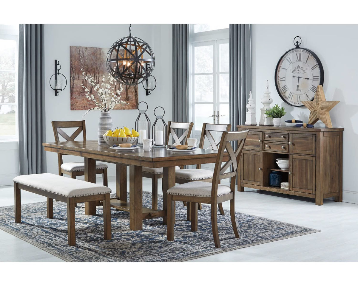 Moriville Dining Table and 4 Chairs and Bench