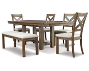 Moriville Dining Table and 4 Chairs and Bench