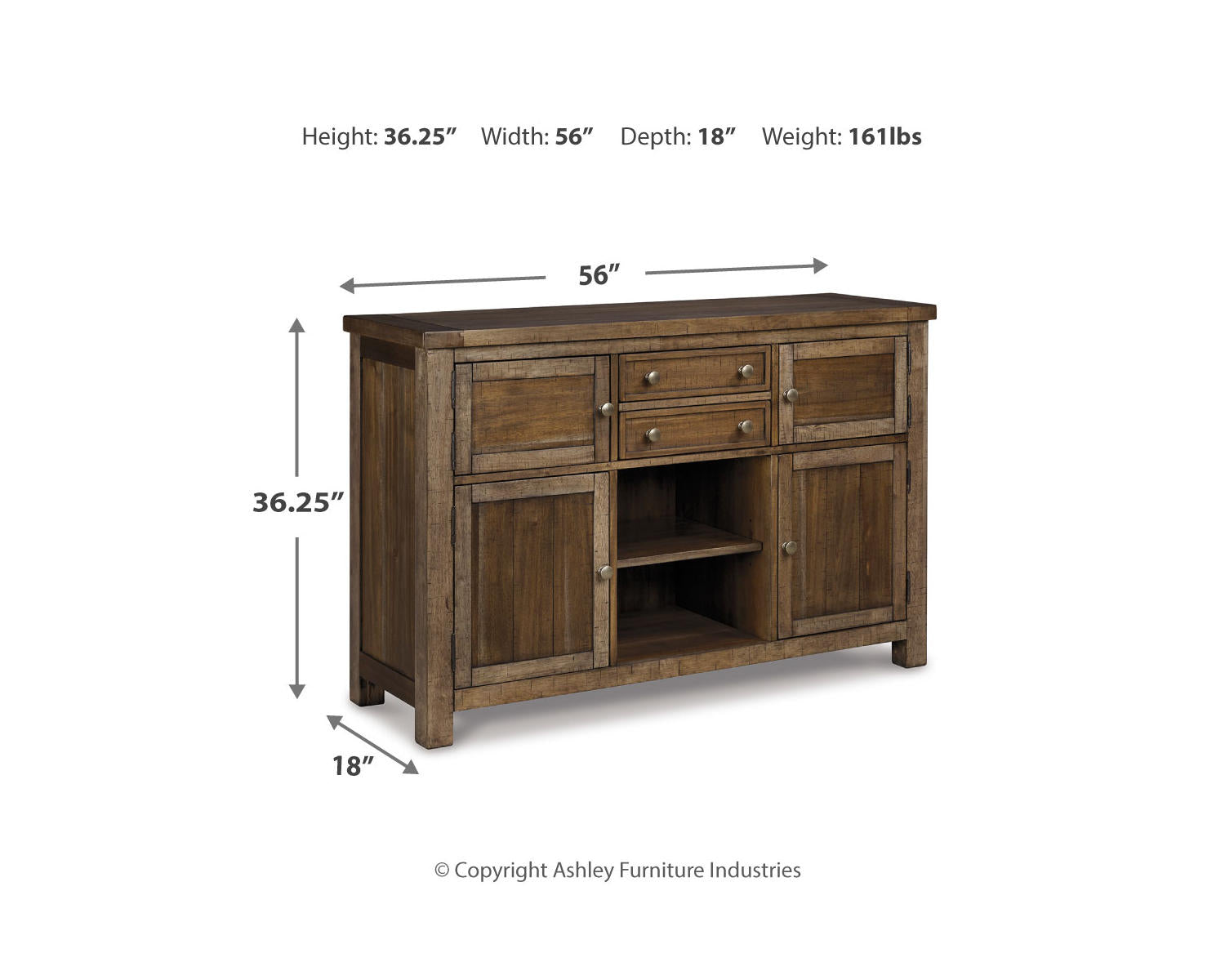 Moriville Counter Height Dining Table, 4 Barstools and Server