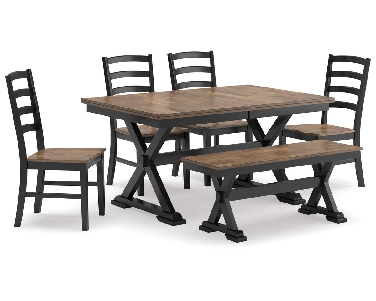 Wildenauer Dining Table, 4 Chairs and Bench