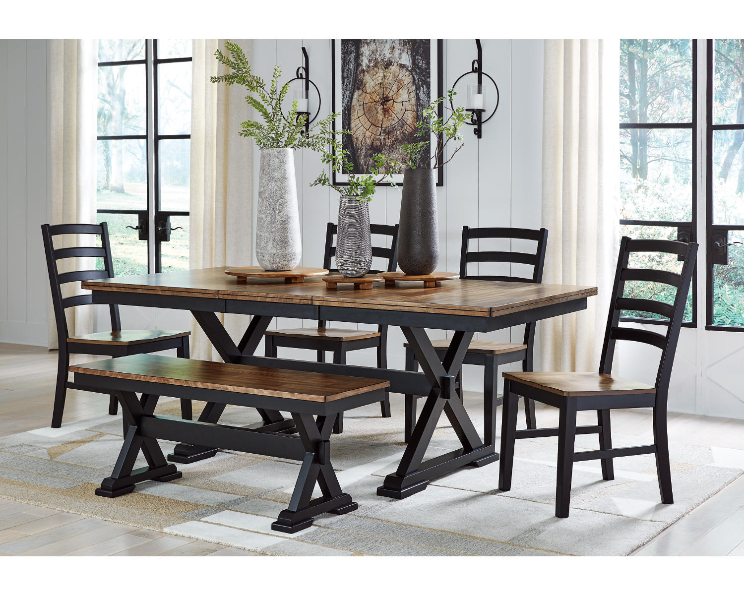Wildenauer Dining Table, 4 Chairs and Bench