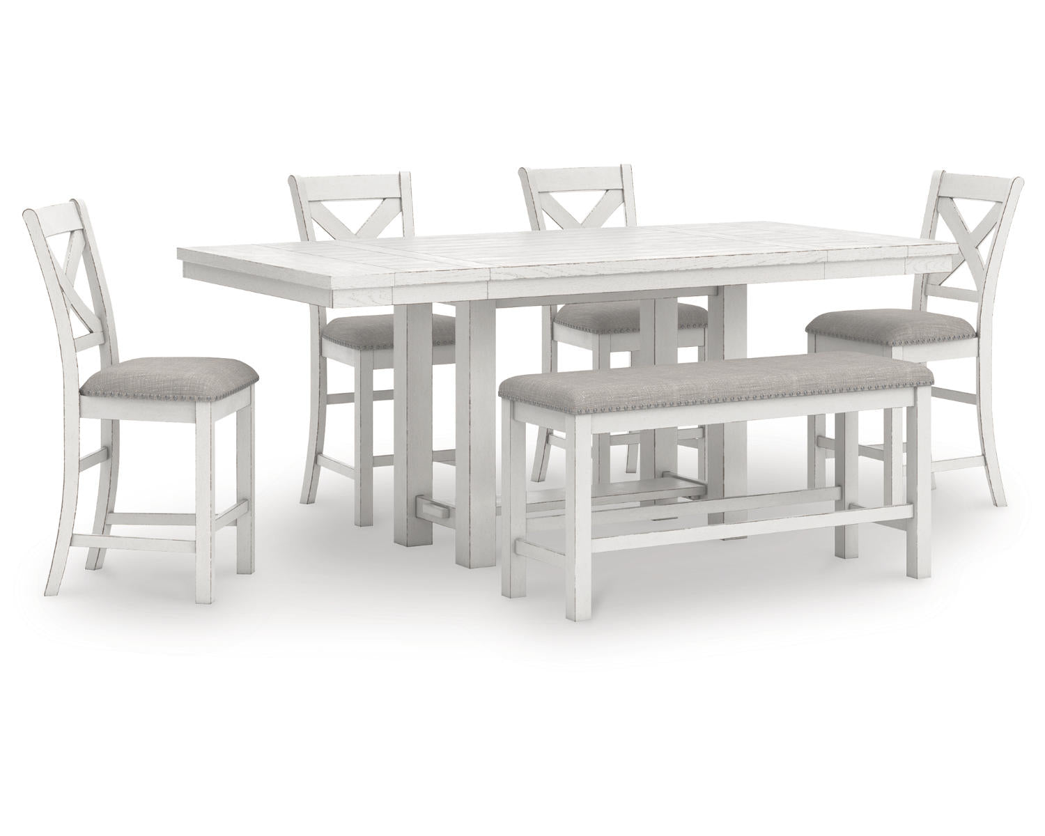 Robbinsdale Counter Height Dining Table, 4 Barstools and Bench