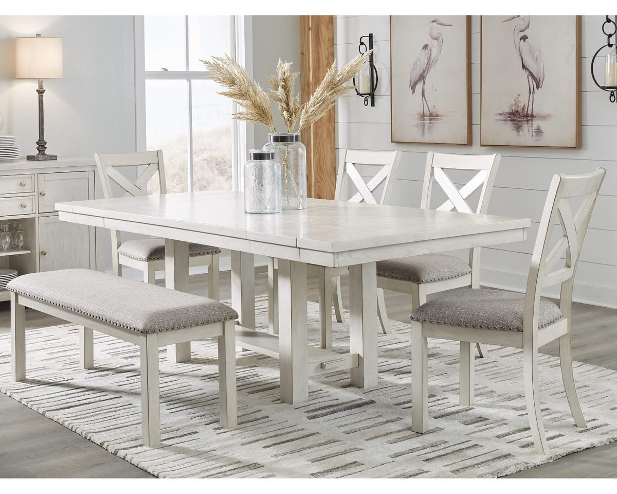 Mesa de comedor Robbinsdale, 4 sillas y banco
