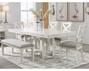 Mesa de comedor Robbinsdale, 4 sillas y banco