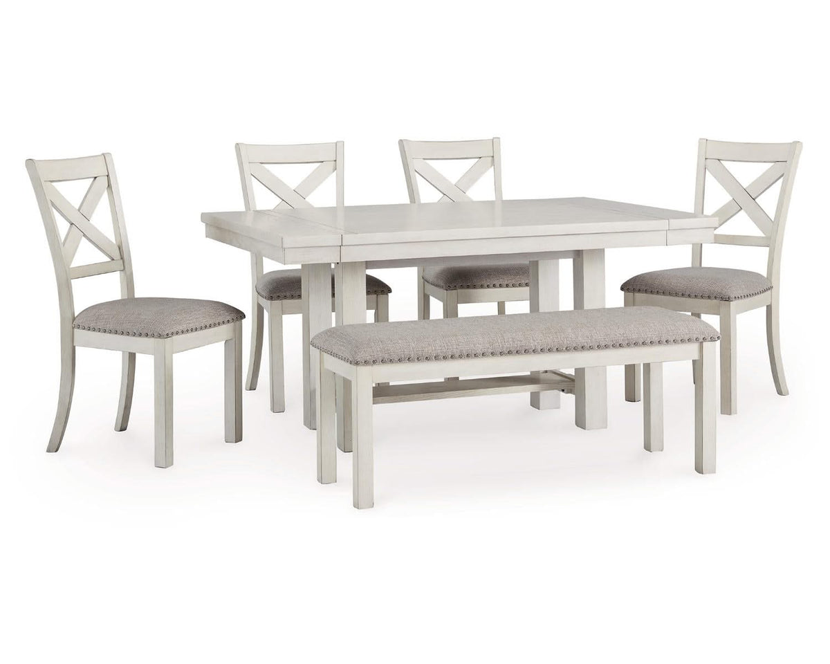 Mesa de comedor Robbinsdale, 4 sillas y banco