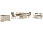 Bolanburg Dining Table with 8 Chairs and Bench with Server and 2 Stools