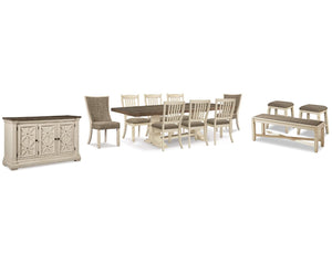 Bolanburg Dining Table with 8 Chairs and Bench with Server and 2 Stools