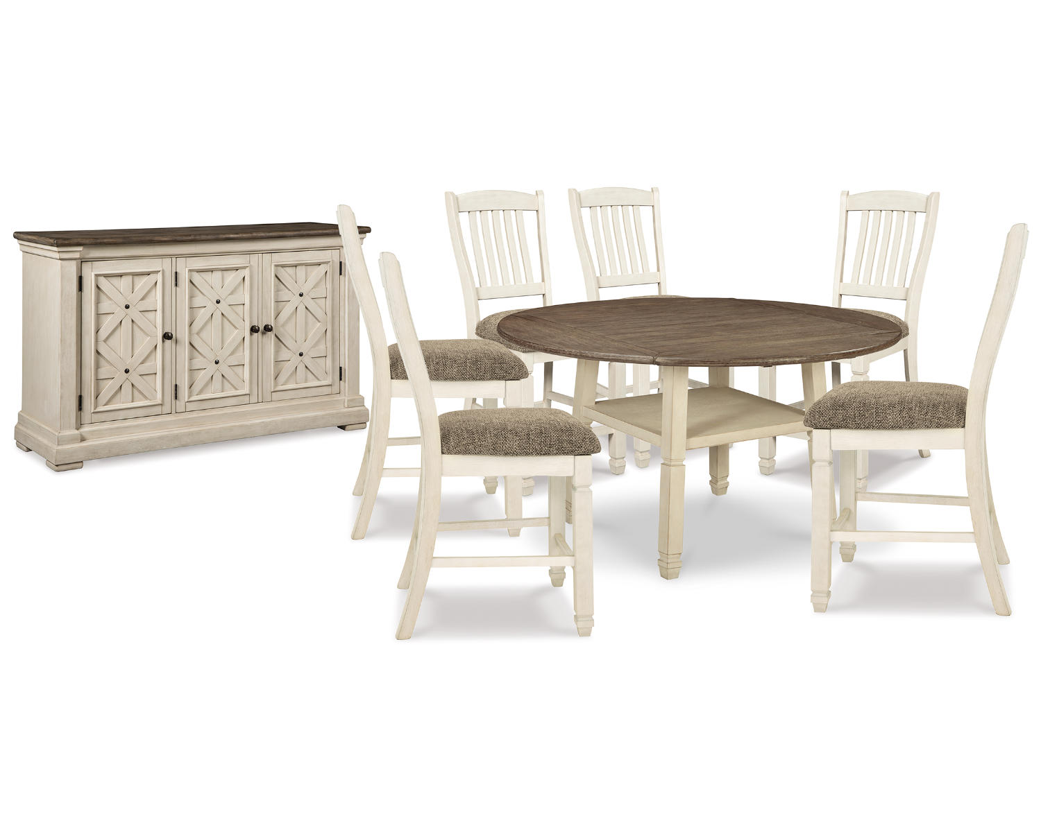 Bolanburg Counter Height Dining Table, 6 Barstools and Server