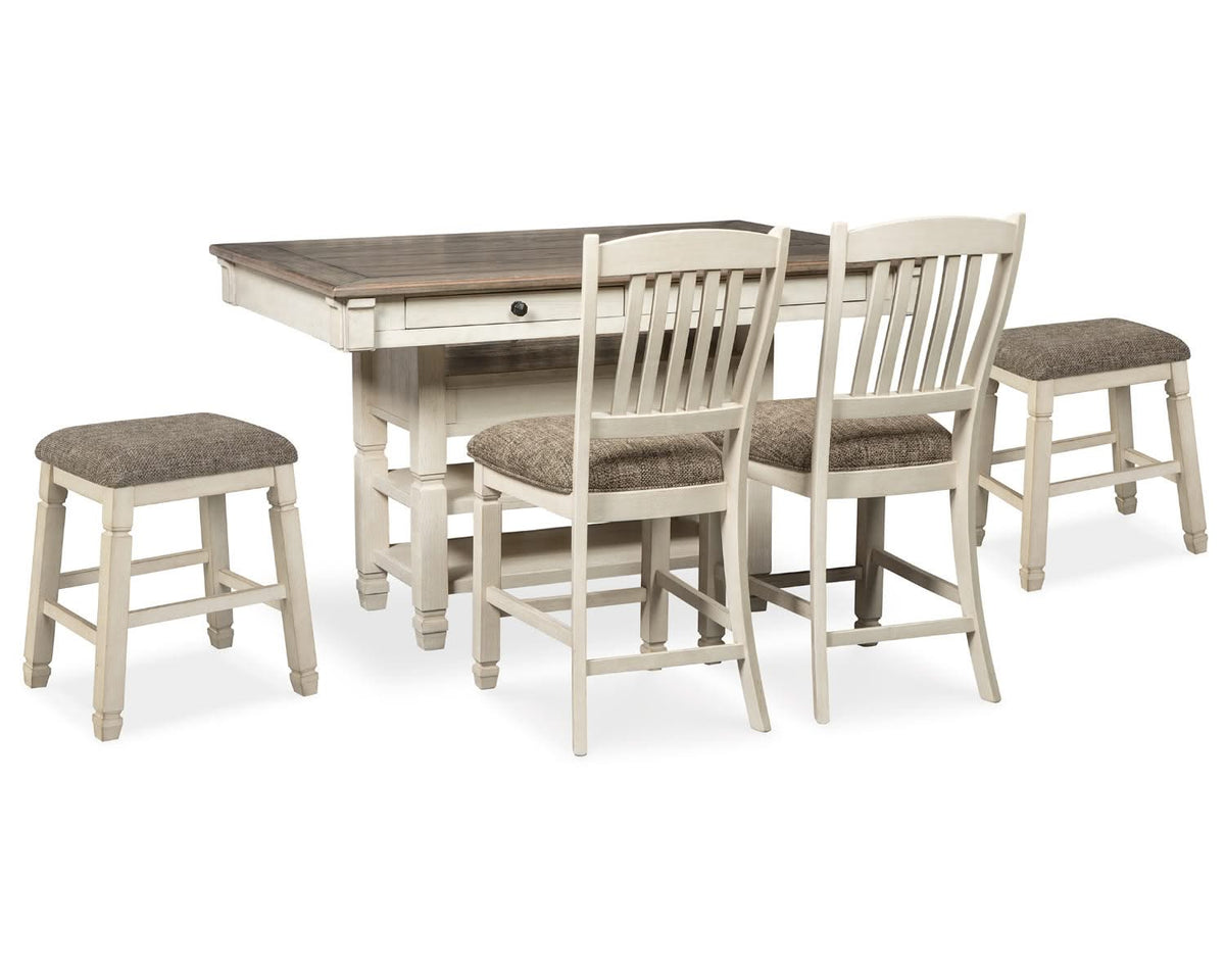 Mesa de comedor de altura de mostrador Bolanburg y 4 taburetes