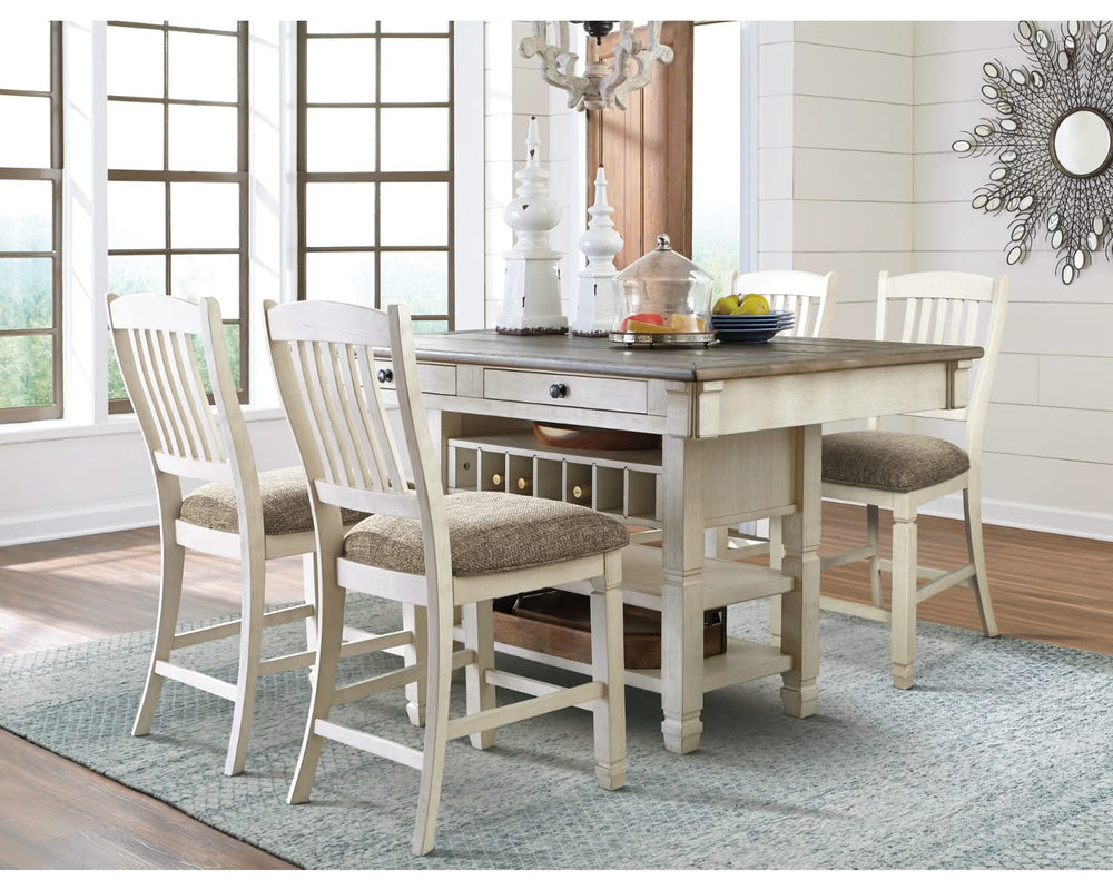 Mesa de comedor de altura de mostrador Bolanburg y 4 taburetes