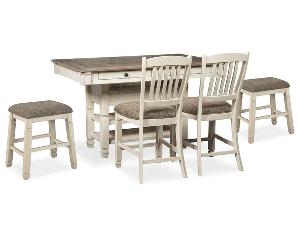 Mesa de comedor de altura de mostrador Bolanburg y 4 taburetes