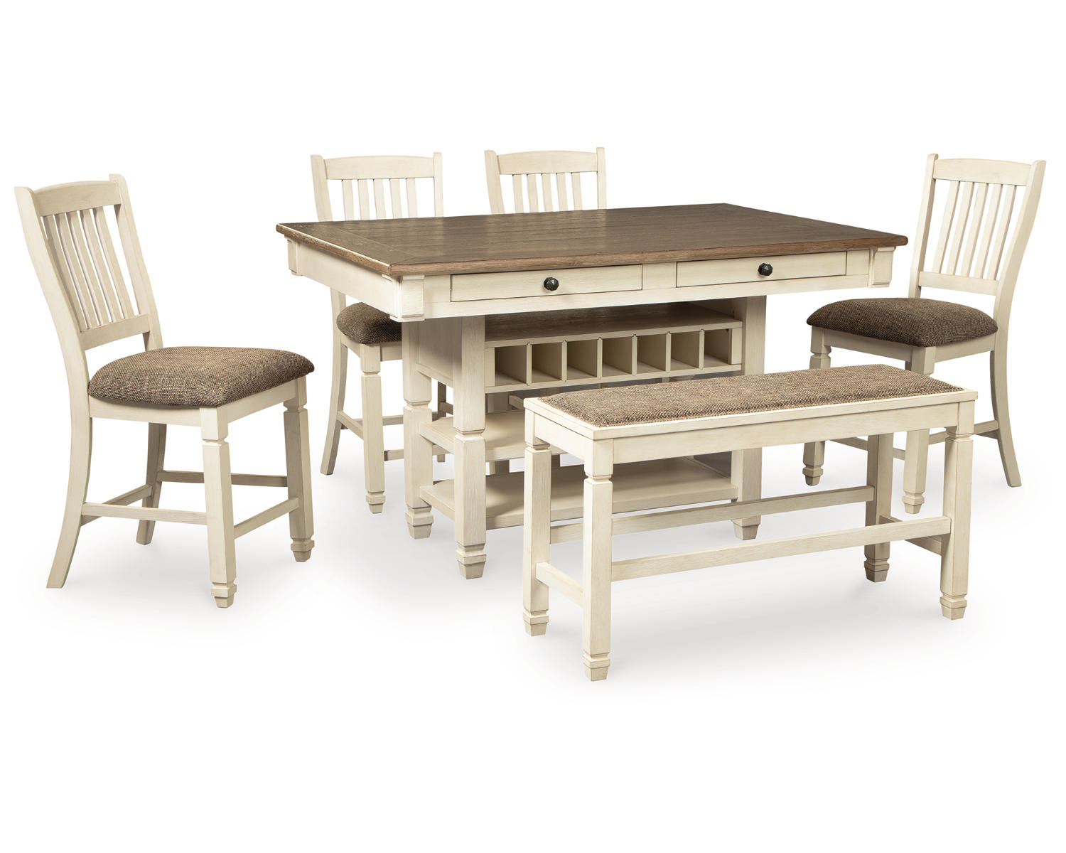 Bolanburg Counter Height Dining Table and 4 Barstools and Bench