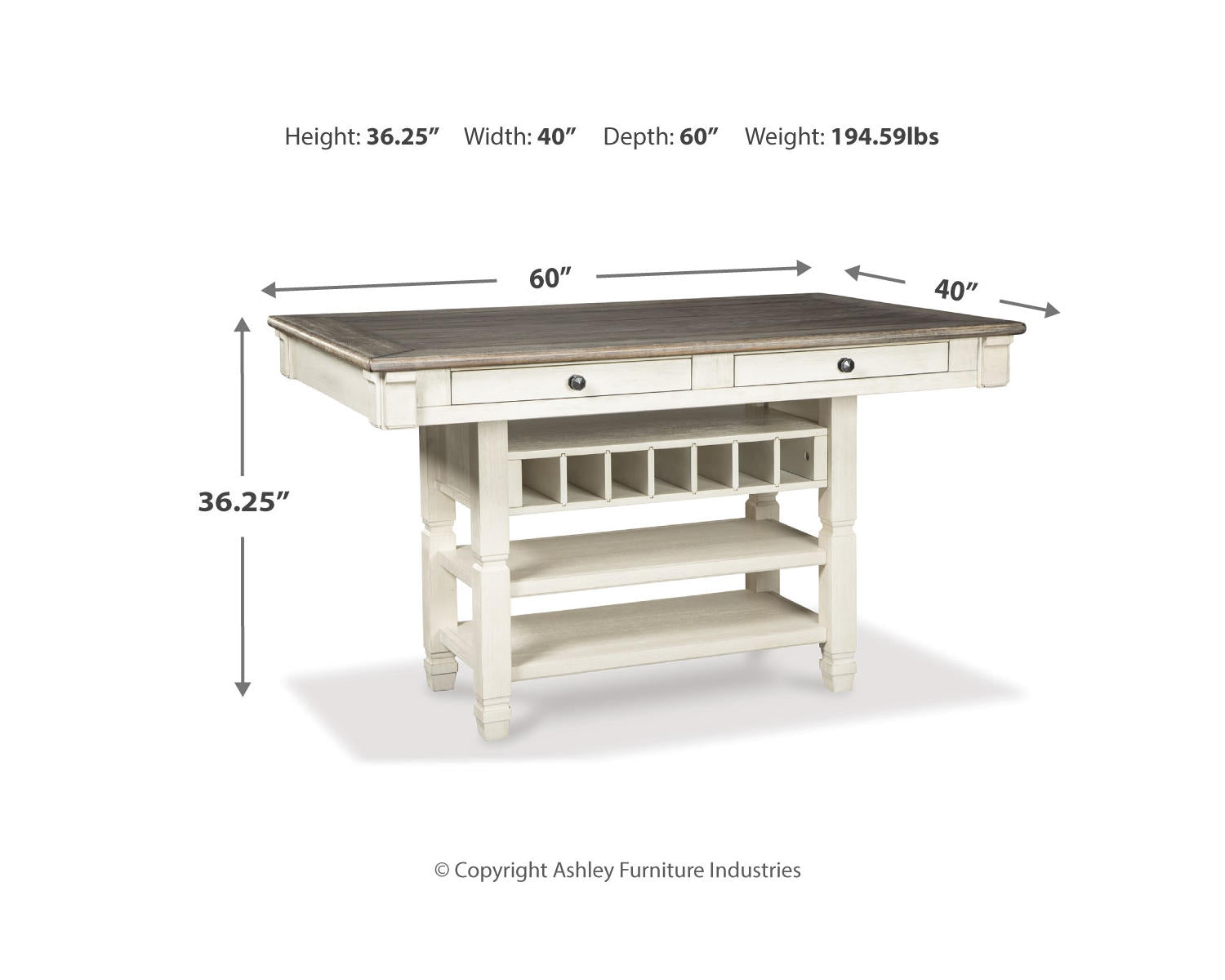 Bolanburg Counter Height Dining Table and 4 Barstools