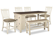 Bolanburg Counter Height Dining Table and 4 Barstools and Bench