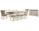 Mesa extensible de comedor Bolanburg, 10 sillas y servidor
