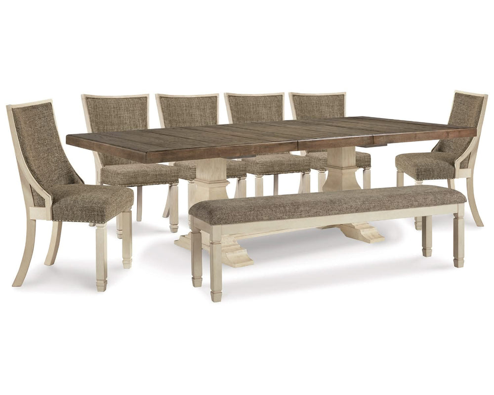 Mesa de comedor Bolanburg, 6 sillas y banco
