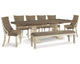 Mesa de comedor Bolanburg, 6 sillas y banco