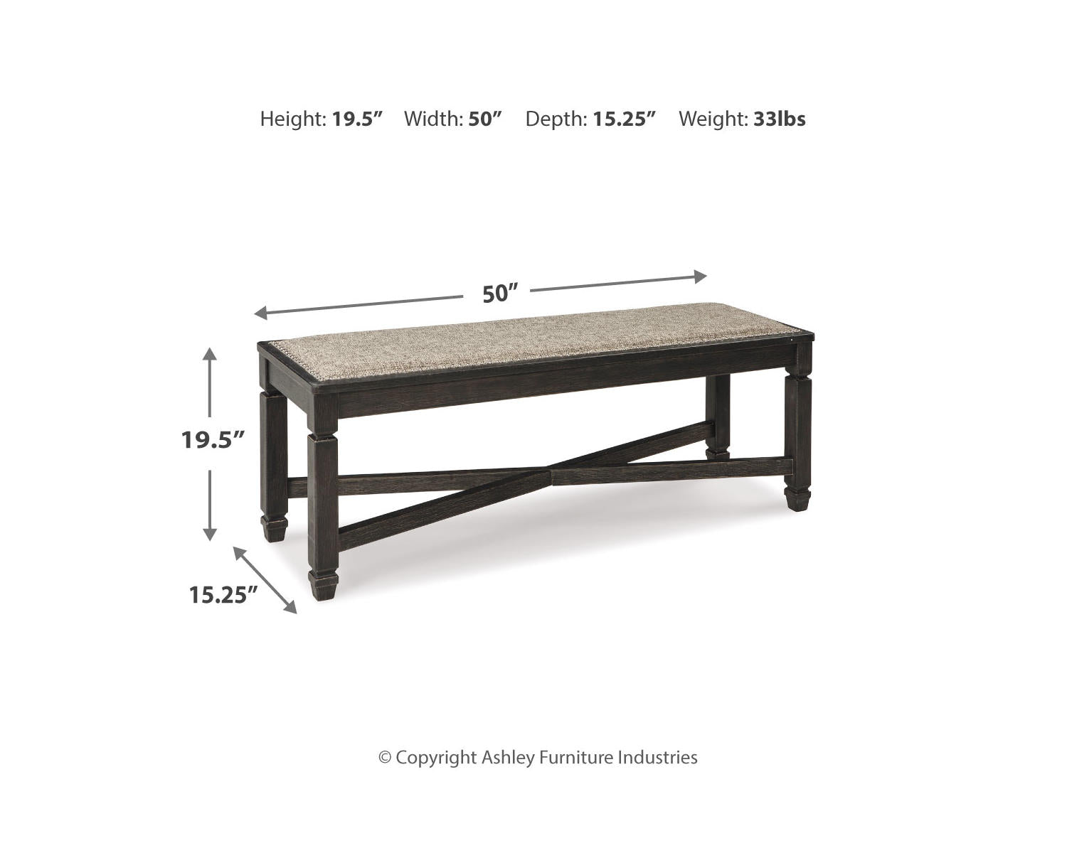 Tyler Creek Dining Table and 4 Chairs with Bench