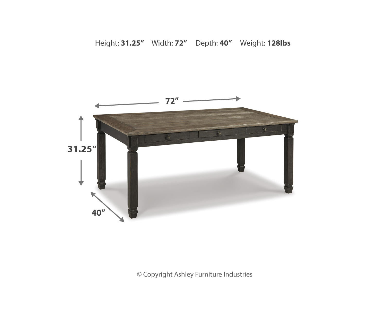 Tyler Creek Dining Table and 4 Chairs with Bench