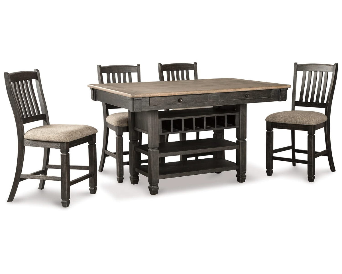 Mesa de comedor de altura de mostrador Tyler Creek con 4 taburetes
