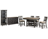 Tyler Creek Counter Height Table with 4 Barstools, Server and Display Cabinet