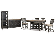 Tyler Creek Counter Height Table with 4 Barstools, Server and Display Cabinet