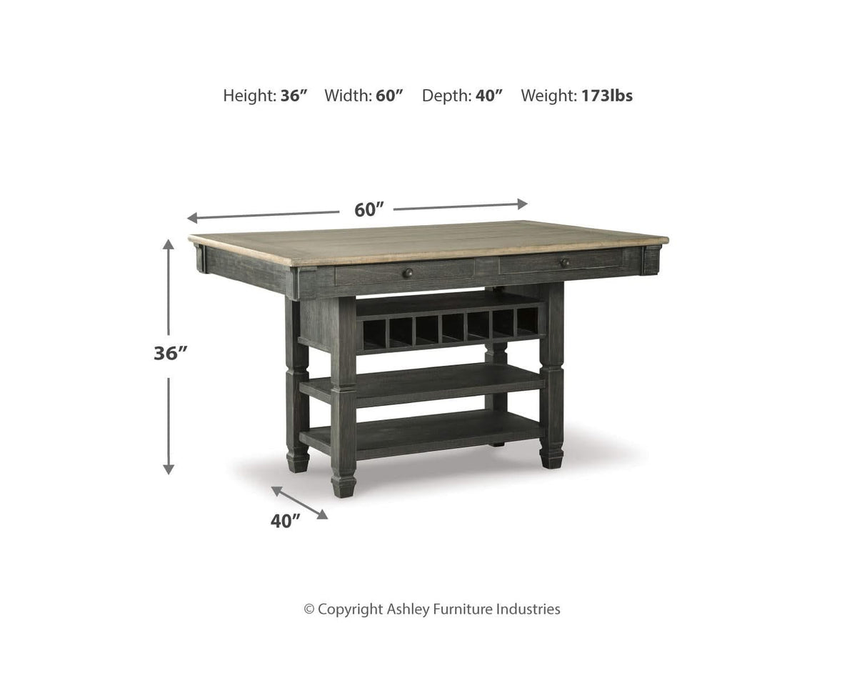 Mesa de comedor de altura de mostrador Tyler Creek y dos taburetes