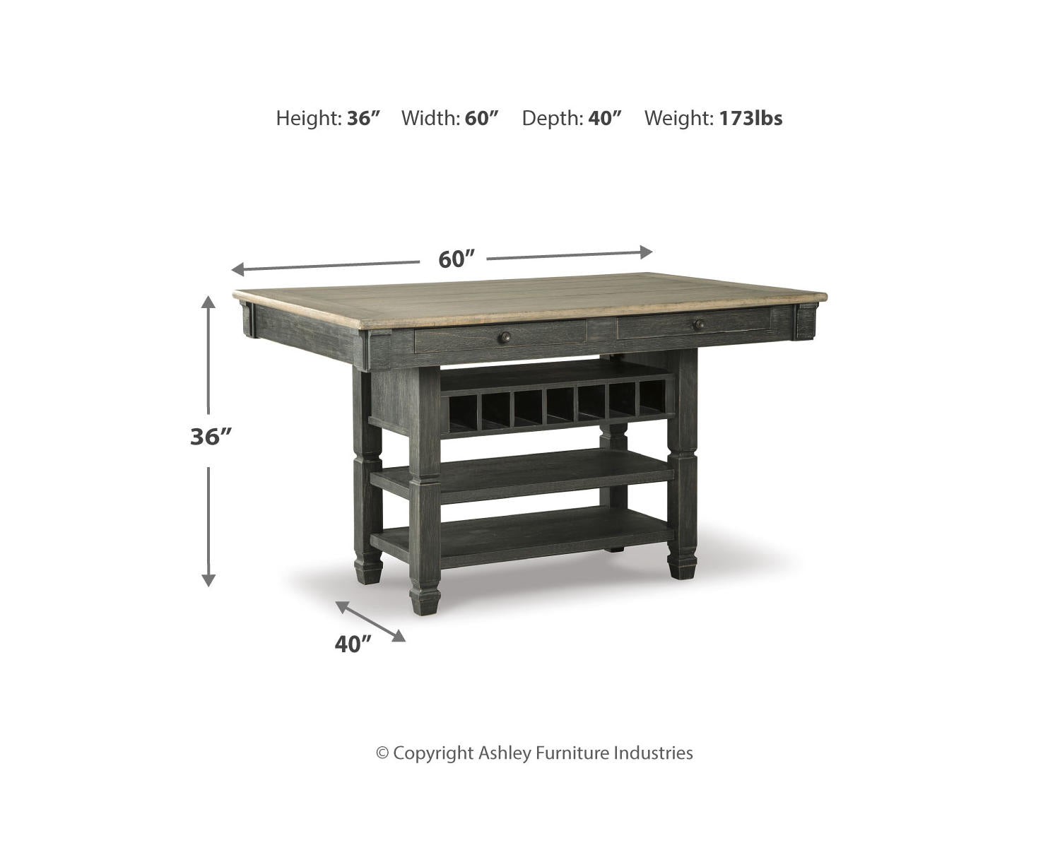 Tyler Creek Counter Height Dining Table and 2 Barstools