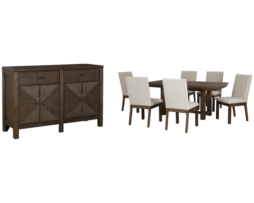 Dellbeck Dining Table and 6 Chairs with Server