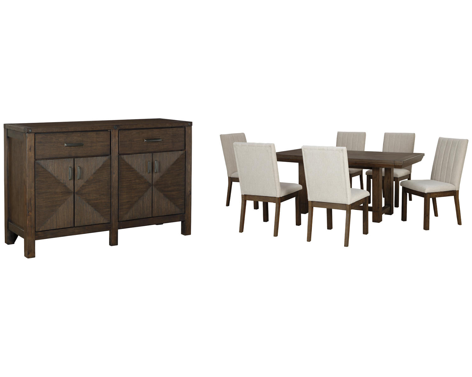 Dellbeck Dining Table and 6 Chairs with Server