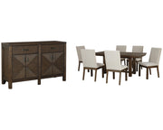 Dellbeck Dining Table and 6 Chairs with Server