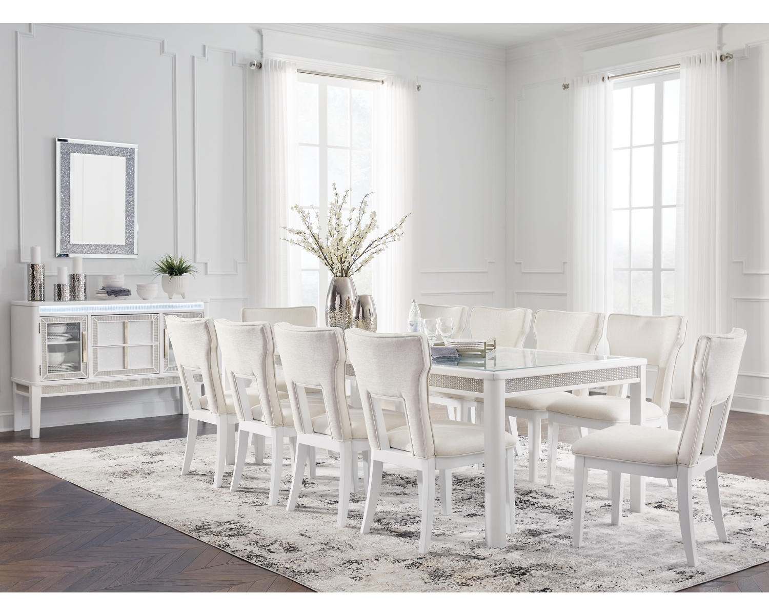 Chalanna Dining Table and 10 Chairs