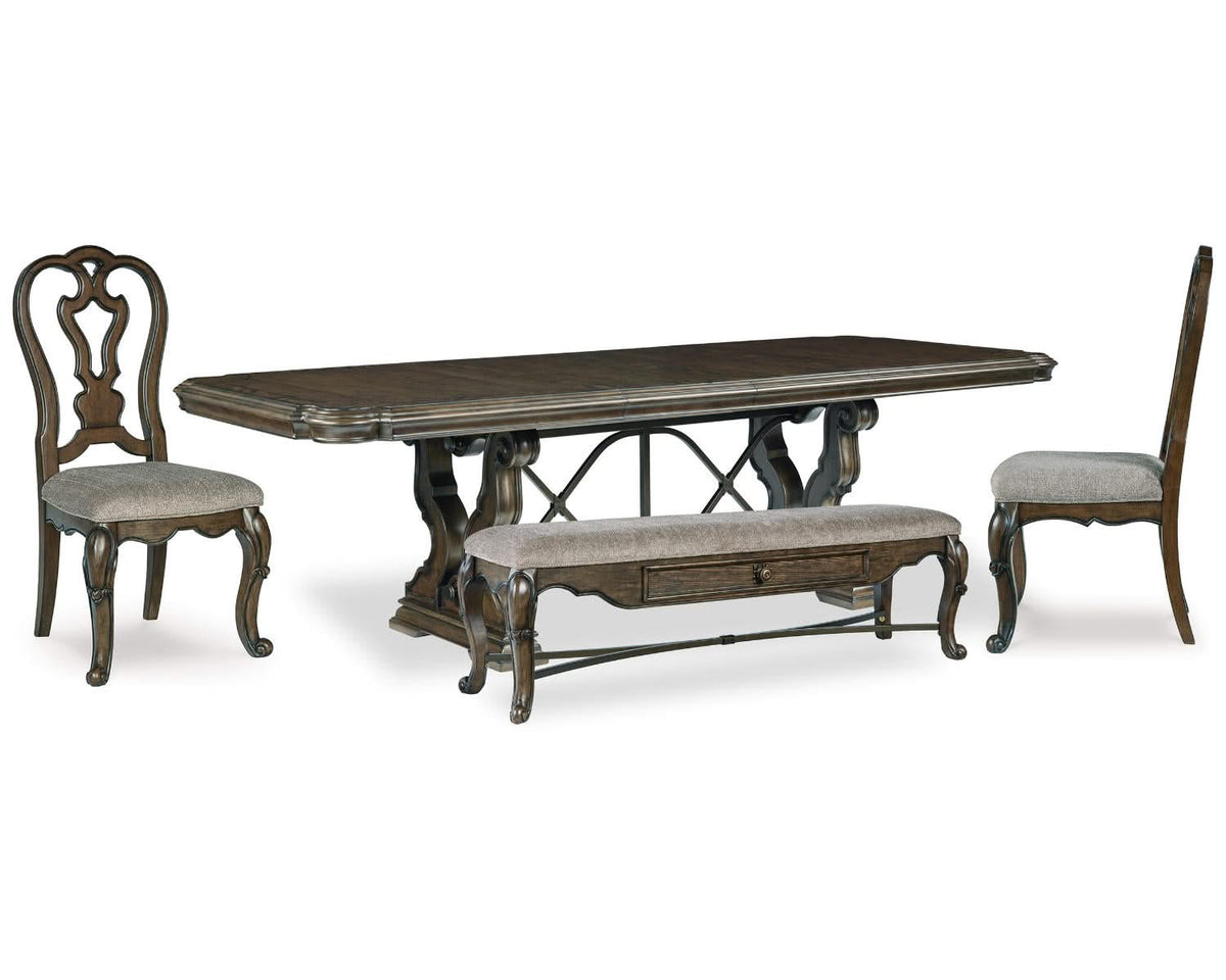 Mesa de comedor Maylee, 2 sillas y banco
