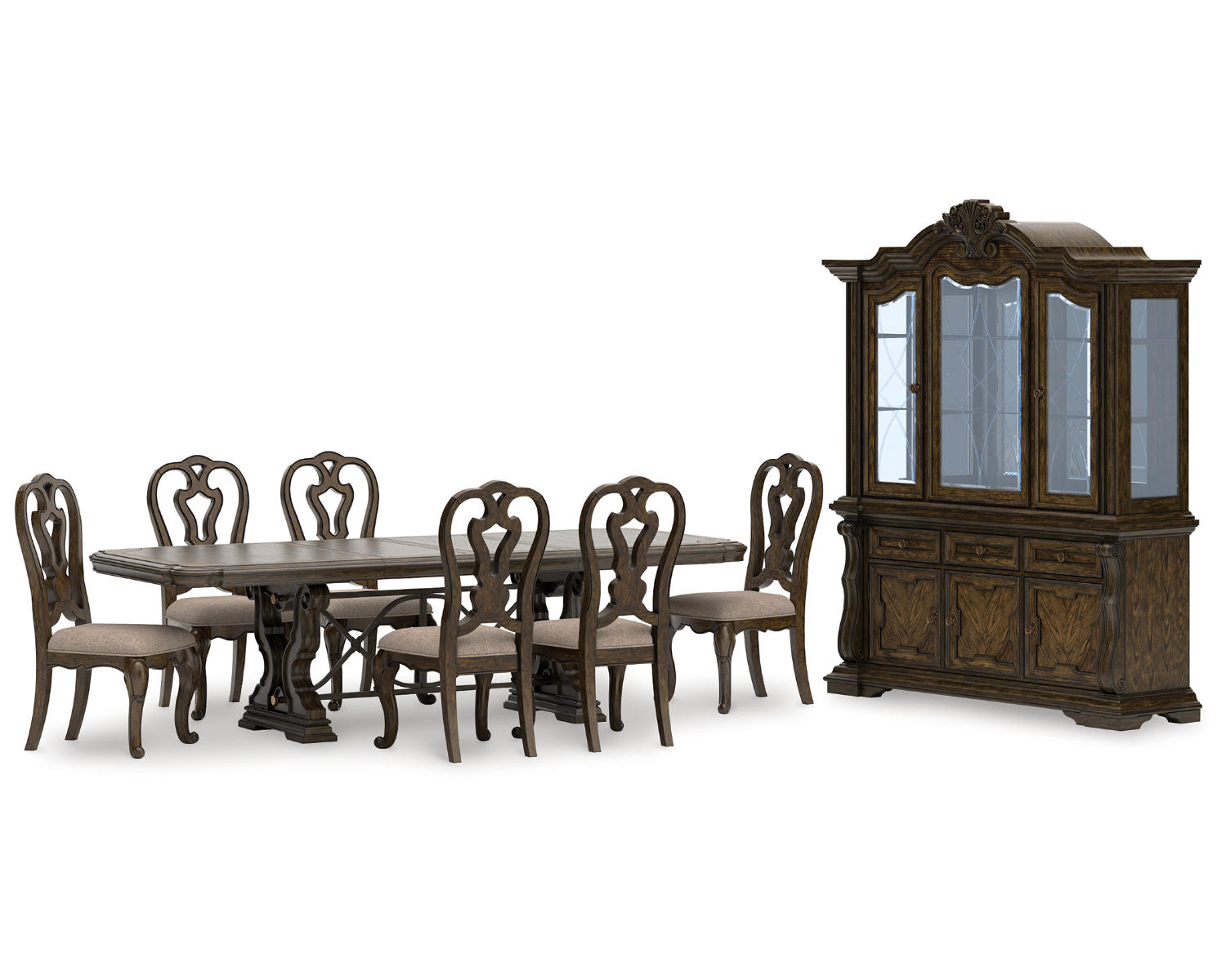 Maylee Dining Table with 6 Chairs and Buffet and Hutch