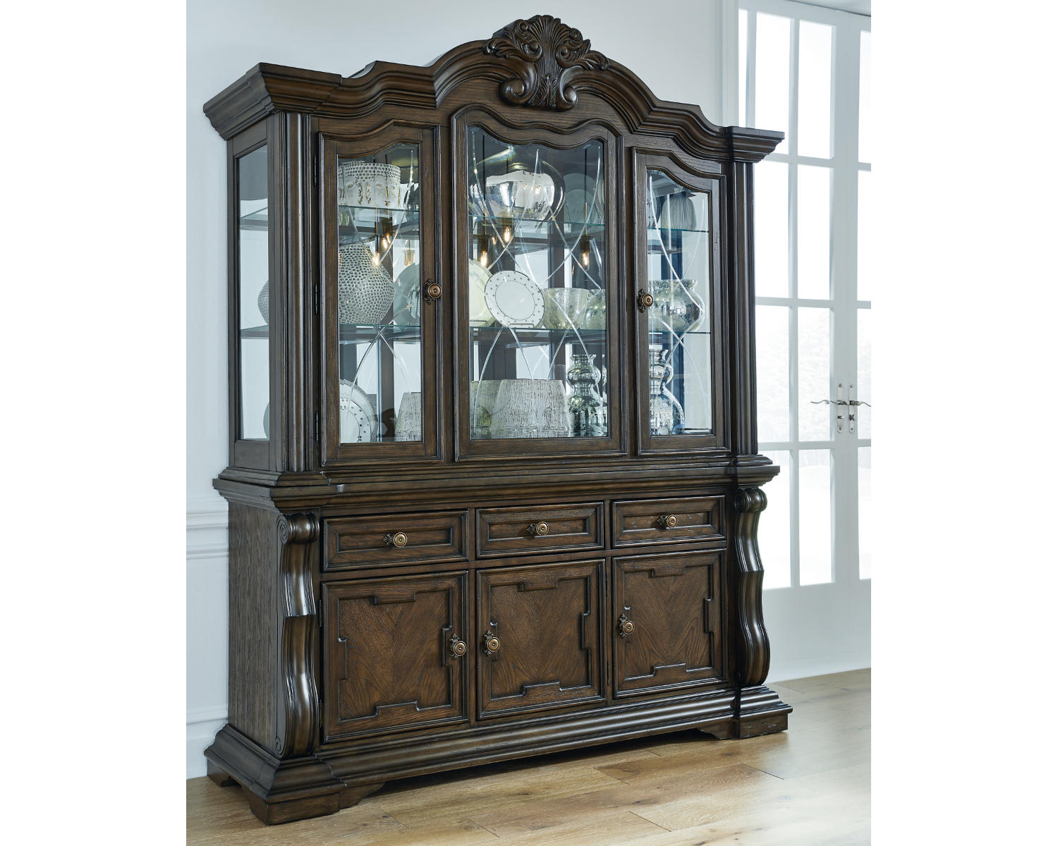 Maylee Dining Table with 6 Chairs and Buffet and Hutch