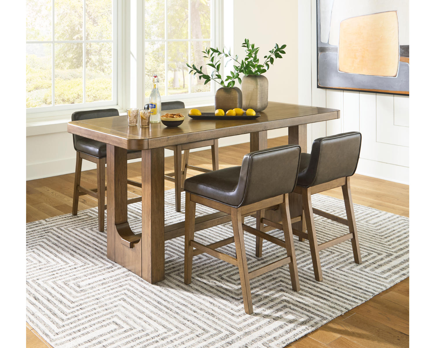 Cabalynn Counter Height Dining Table and 4 Barstools