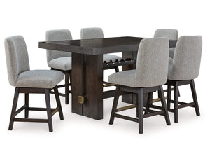 Mesa de comedor Burkhaus de altura de mostrador y 6 taburetes