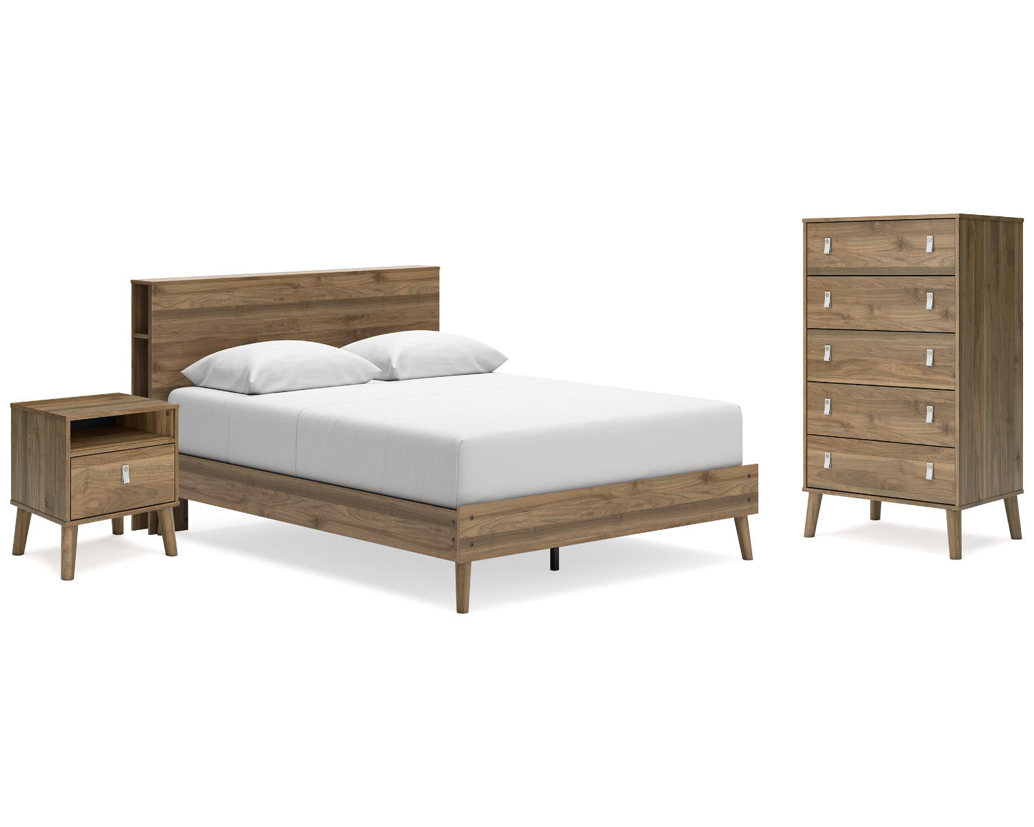 Aprilyn Queen Bookcase Platform Bed, Chest and Nightstand