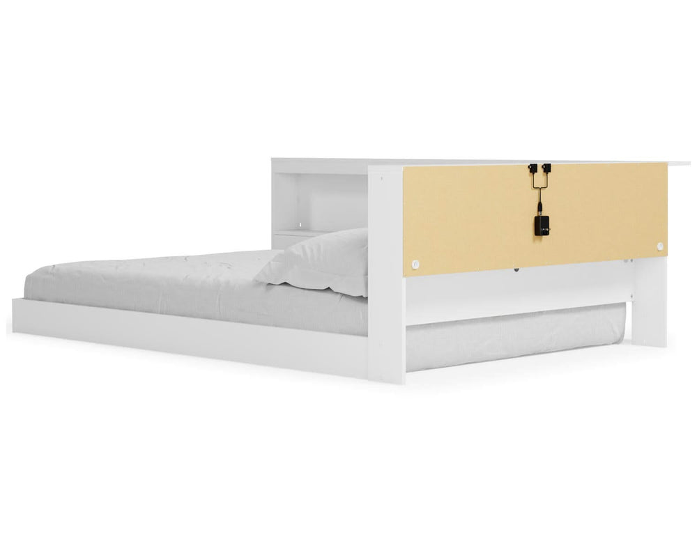 Cama con estantería completa y espacio de almacenamiento Piperton