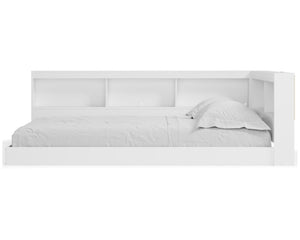 Cama con estantería completa y espacio de almacenamiento Piperton