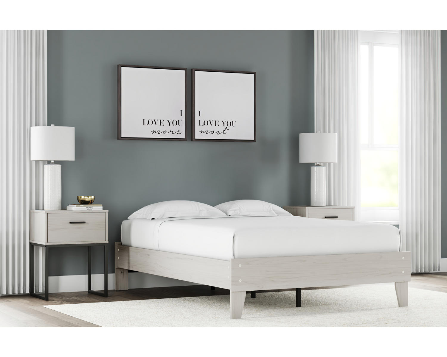Socalle Queen Platform Bed and Nightstand