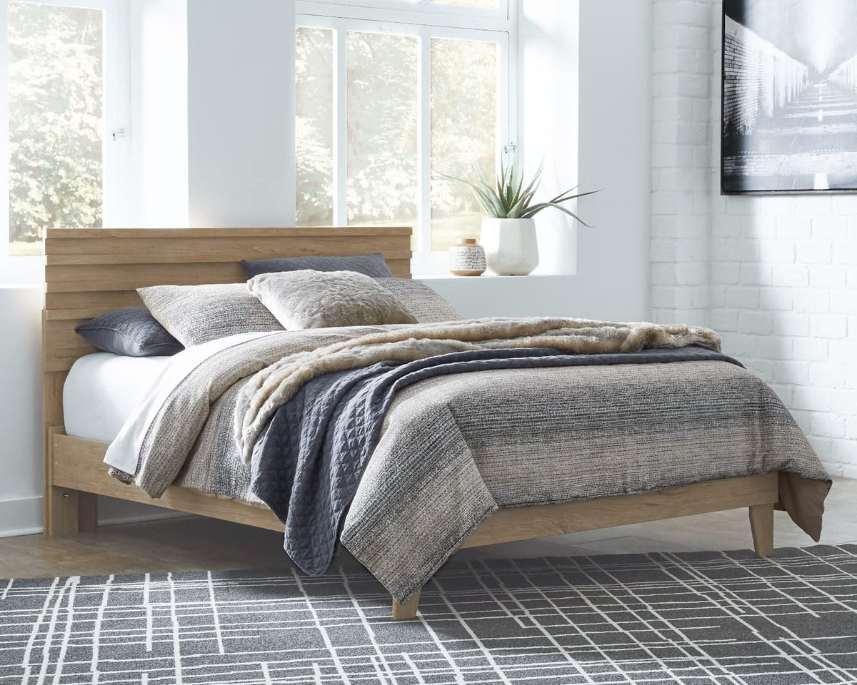 Cama Queen con plataforma y paneles Oliah