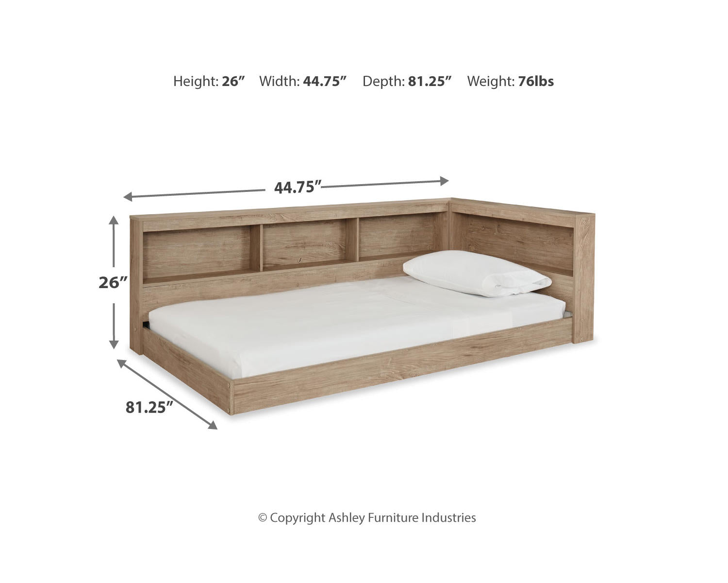 Oliah Twin Bookcase Storage Bed
