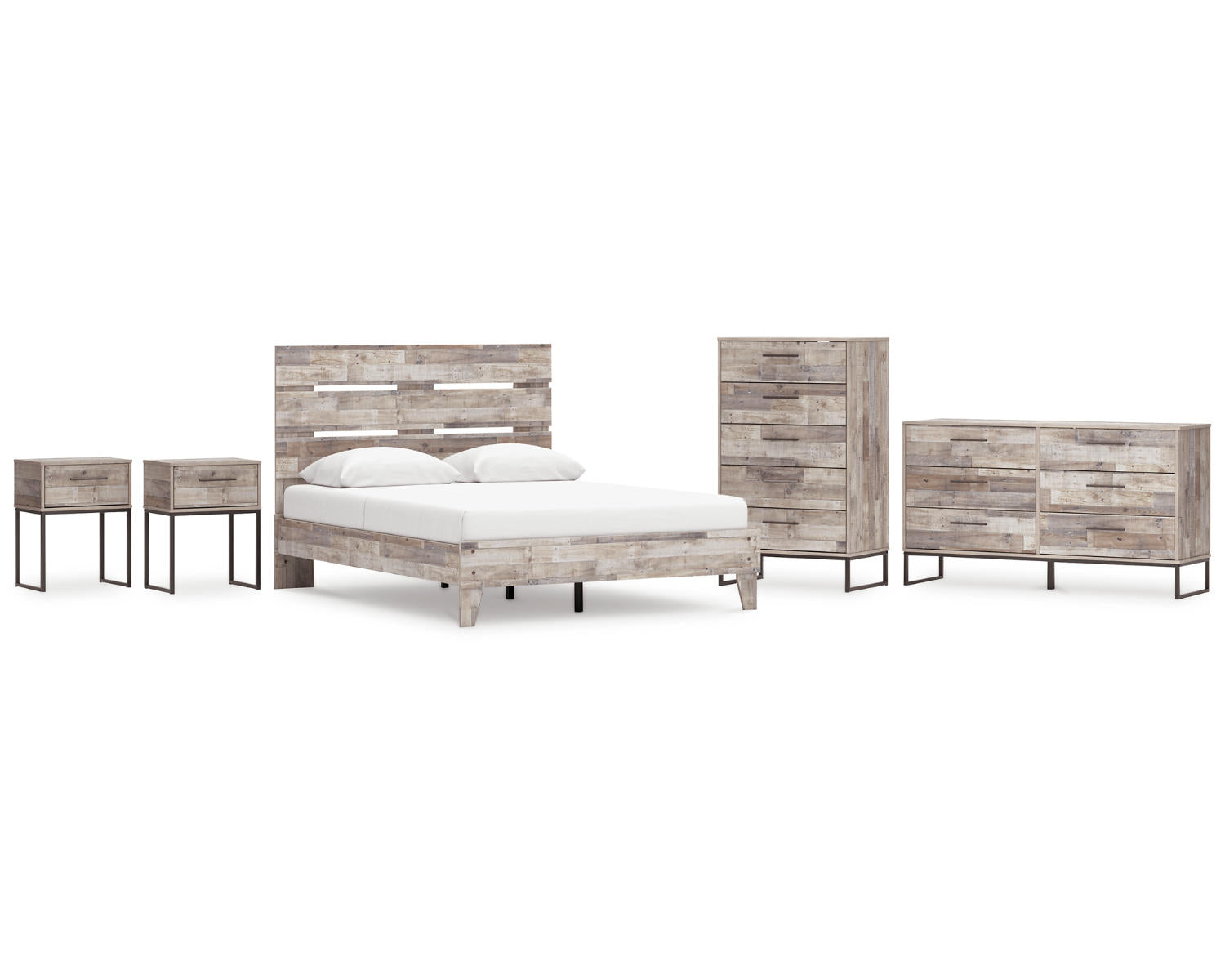 Neilsville Queen Platform Bed, Dresser, Chest and 2 Nightstands