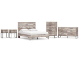Cama Queen Neilsville con plataforma, tocador, cómoda y dos mesitas de noche